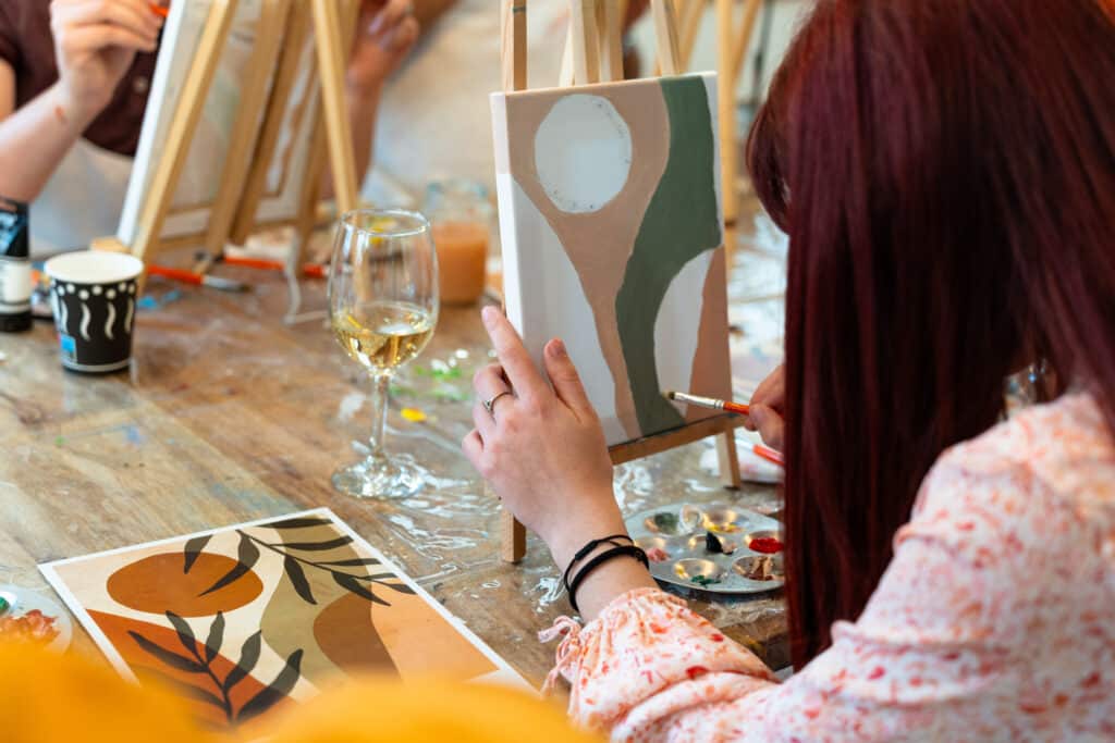 Sip and Paint Event. Relaxing art class with wine and friends